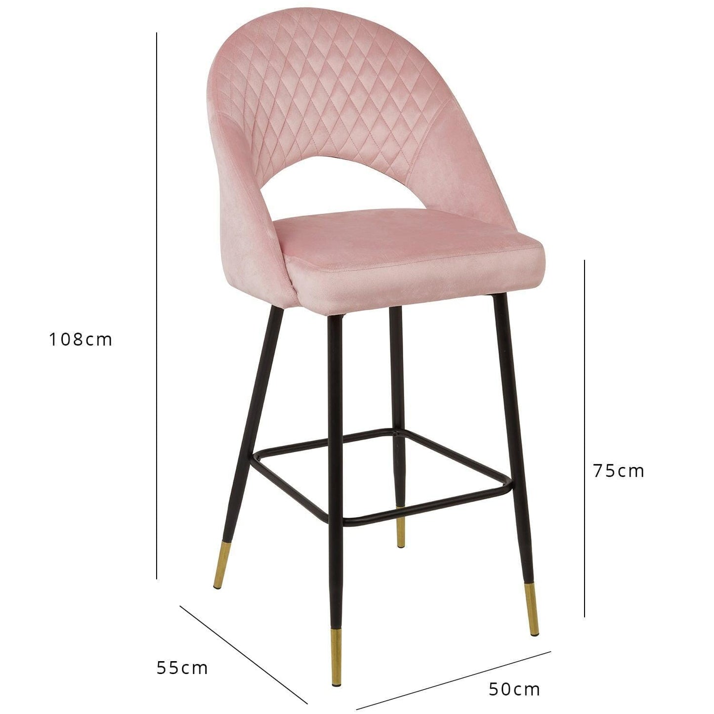 Marilyn bar stool - set of 2 - pink velvet - Laura James