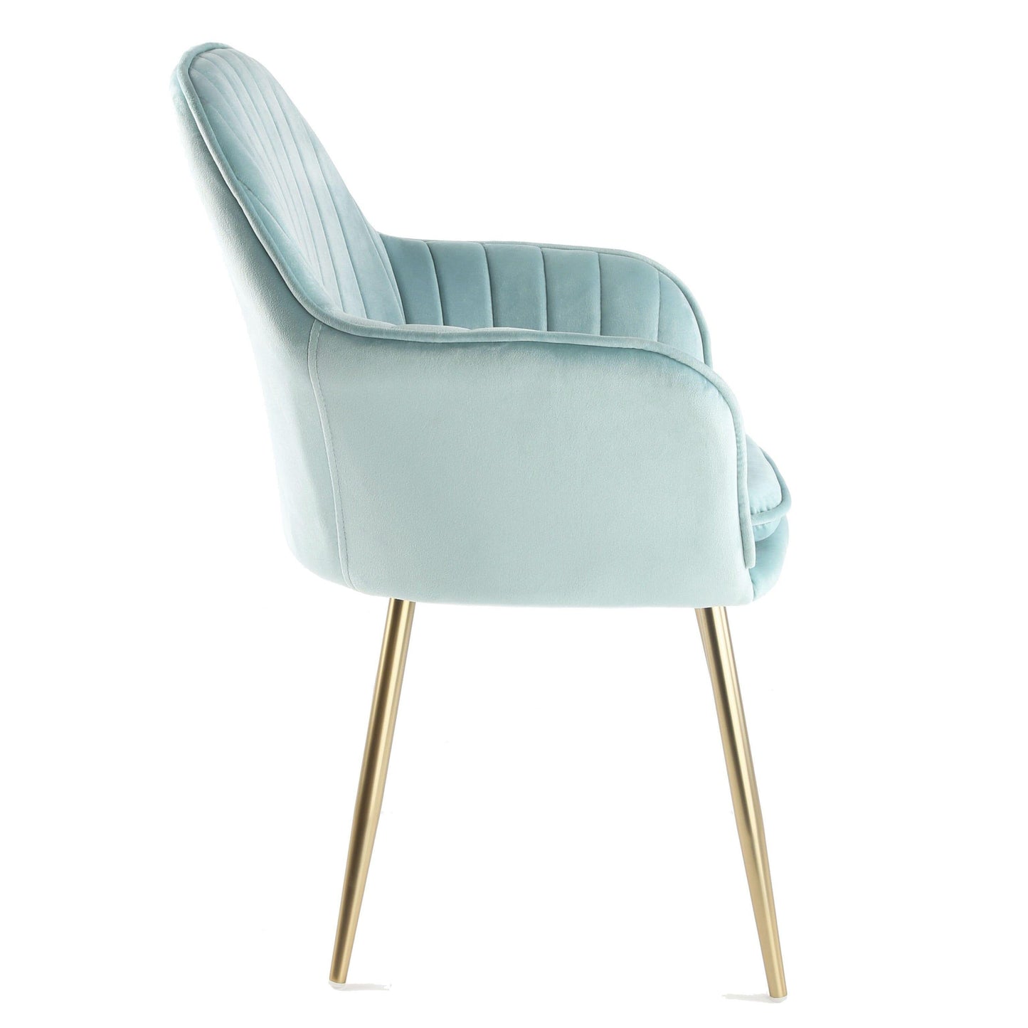 Muse accent chair – light blue with gold legs - Laura James