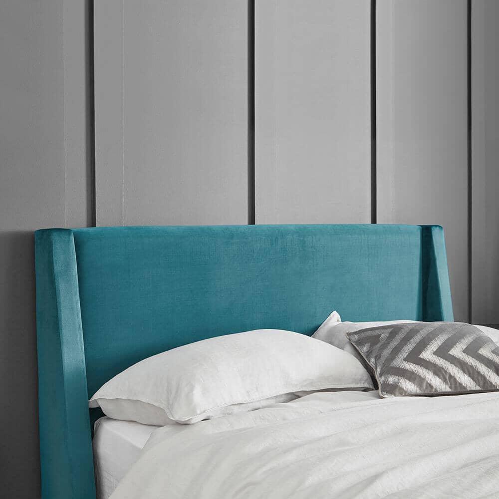 Teal velvet king size ottoman bed frame - Laura James