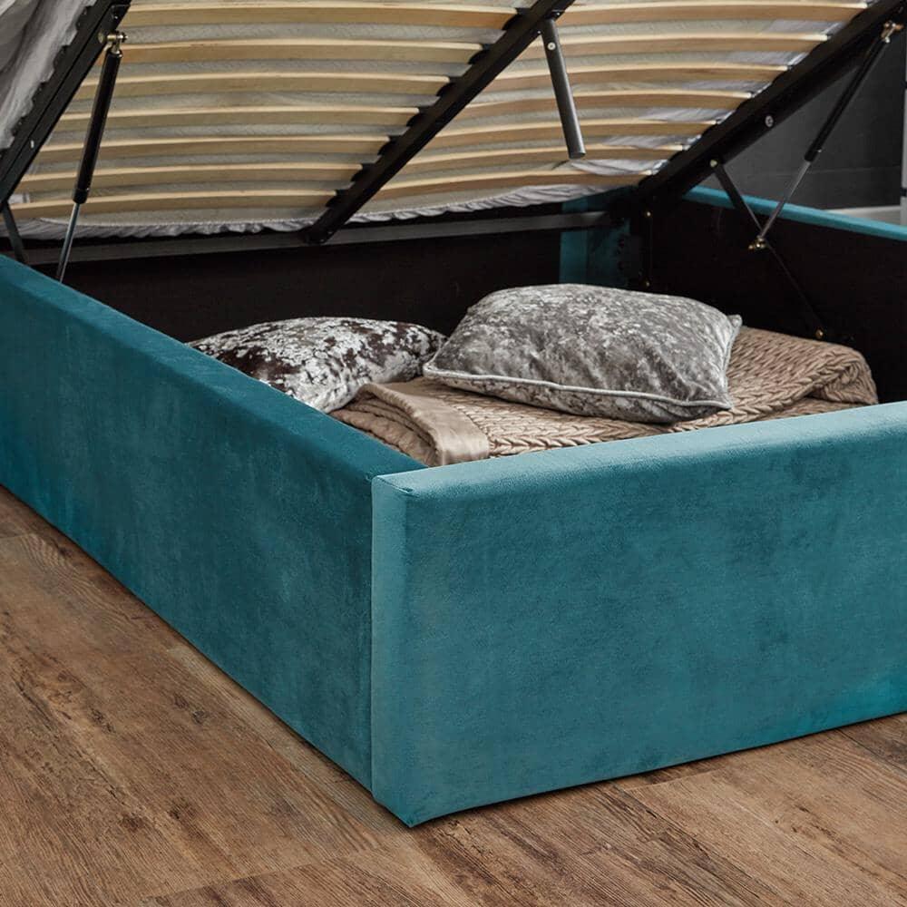 Teal velvet king size ottoman bed frame - Laura James