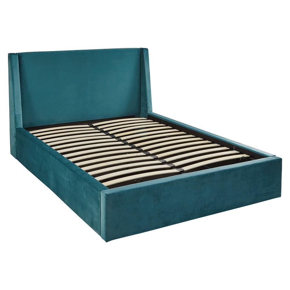 Teal velvet king size ottoman bed frame - Laura James