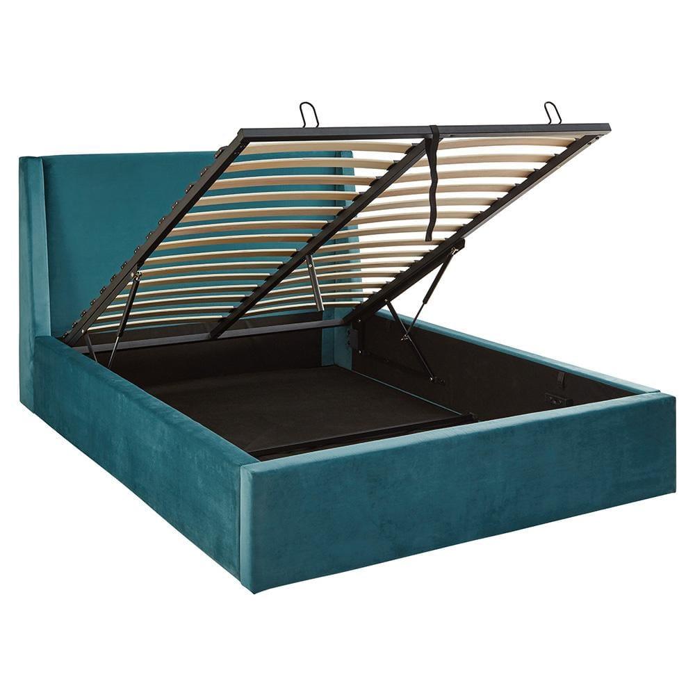 Teal velvet king size ottoman bed frame - Laura James