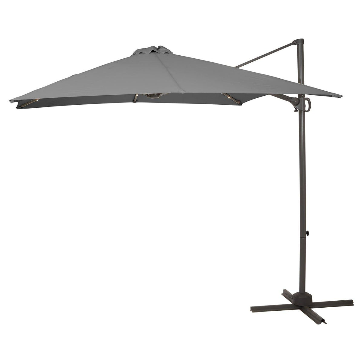 Outlet - Premium Cantilever 2.4M Round Parasol - Led Lights - Grey