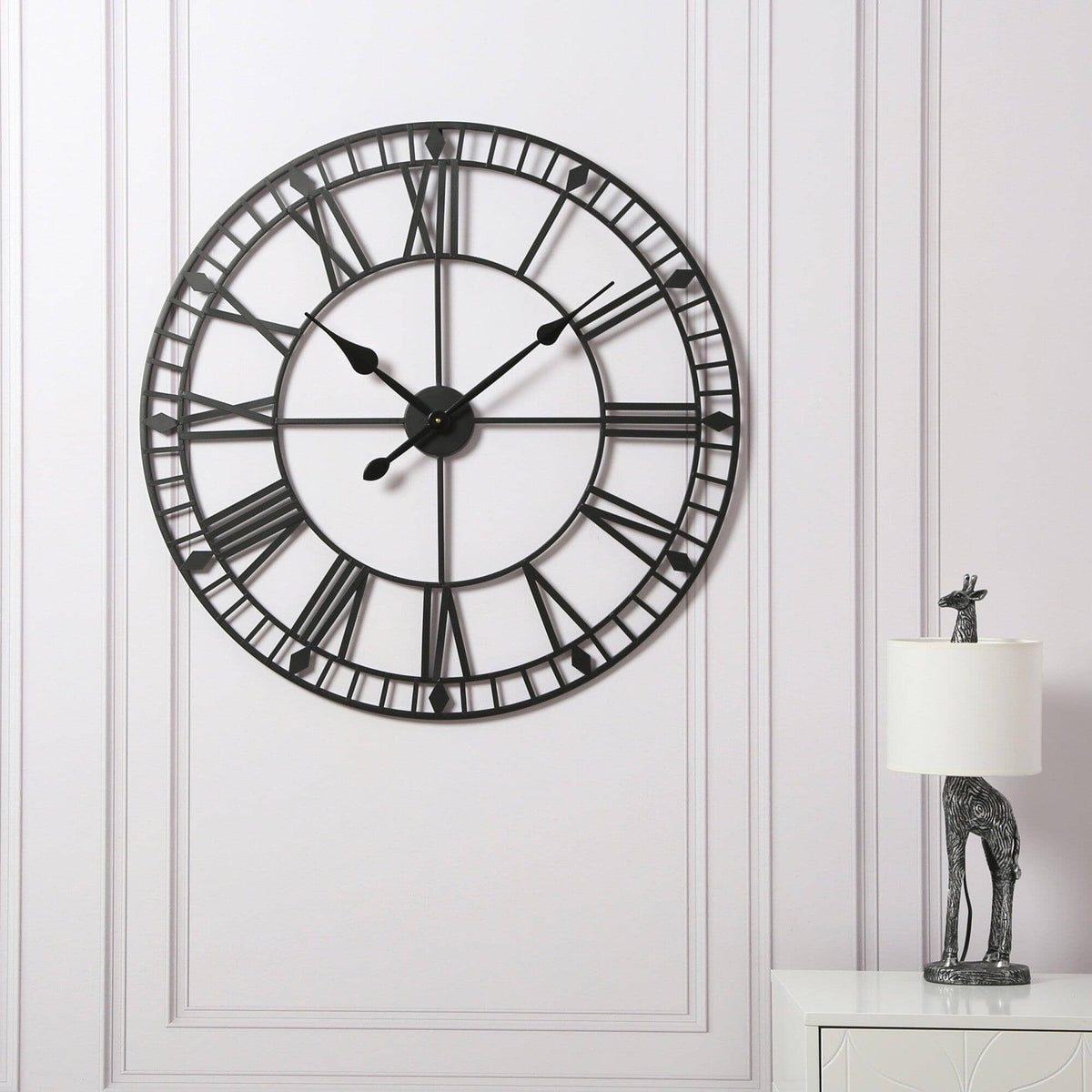 Riseley 80cm Metal Skeleton Wall Clock - Black - Laura James