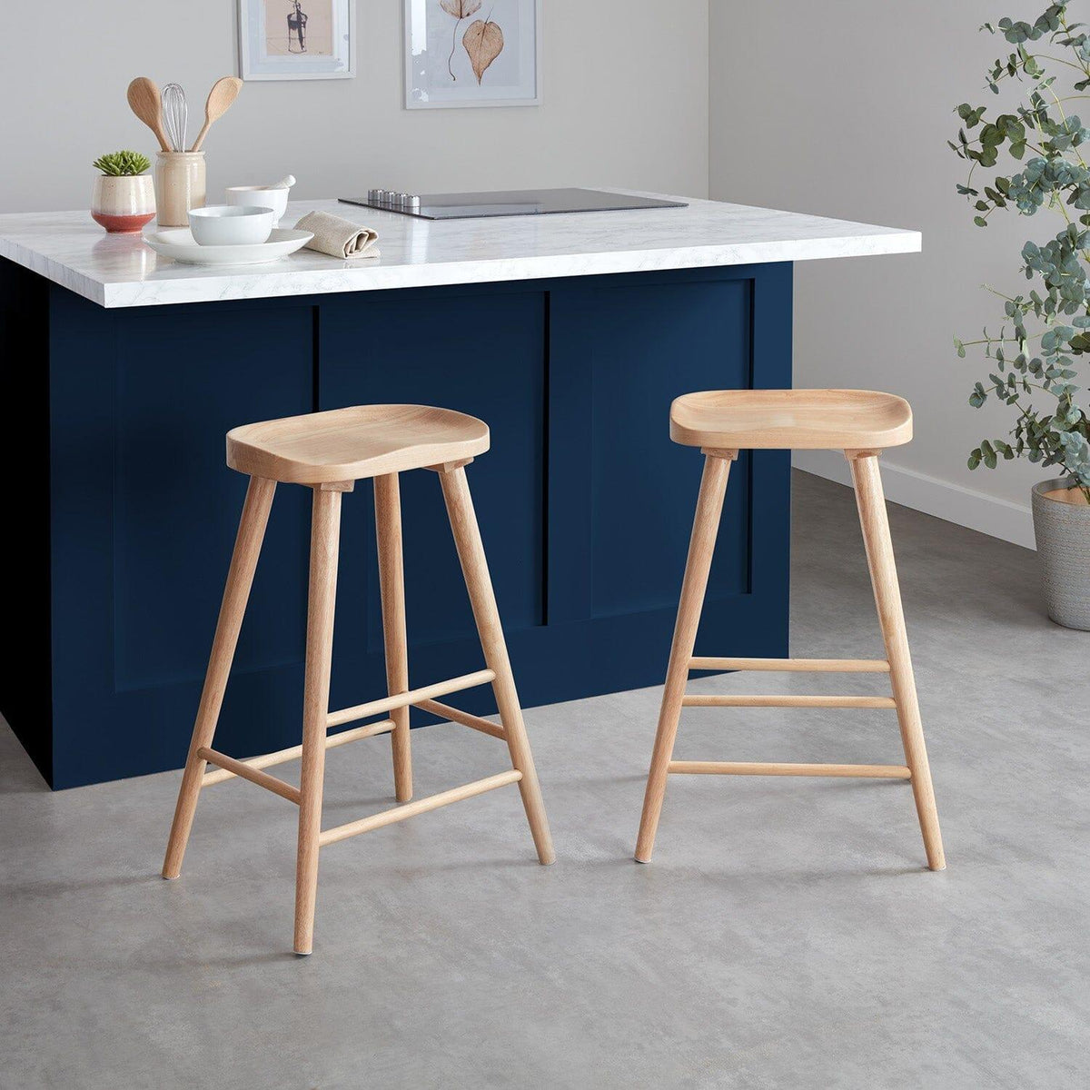 Silvester bar stool - natural wood finish - Laura James