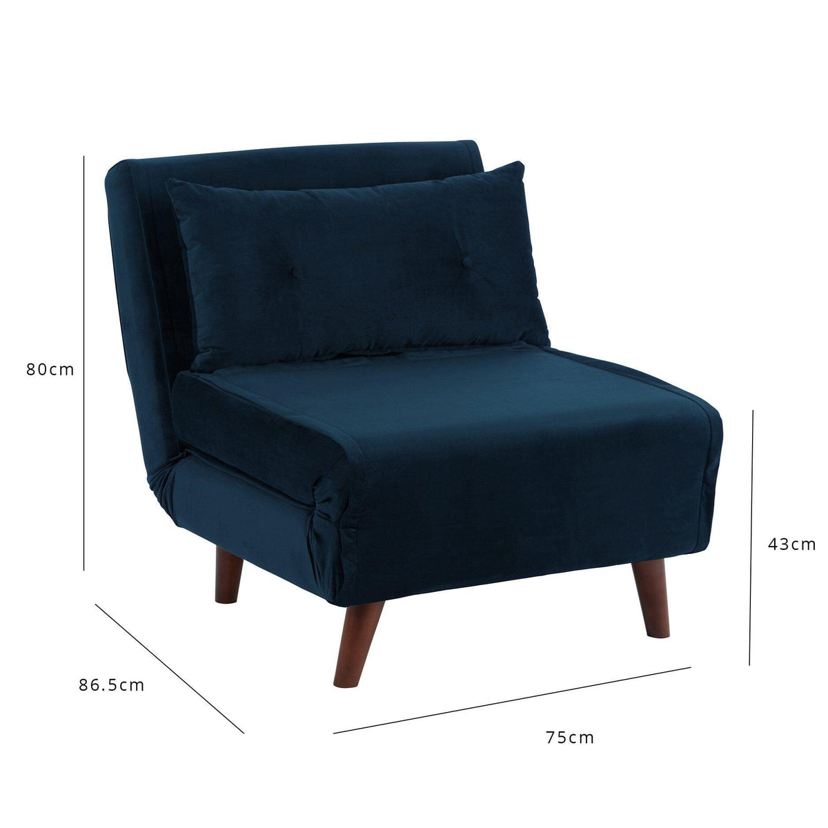 Outlet - Una single sofa bed - blue - velvet - Laura James