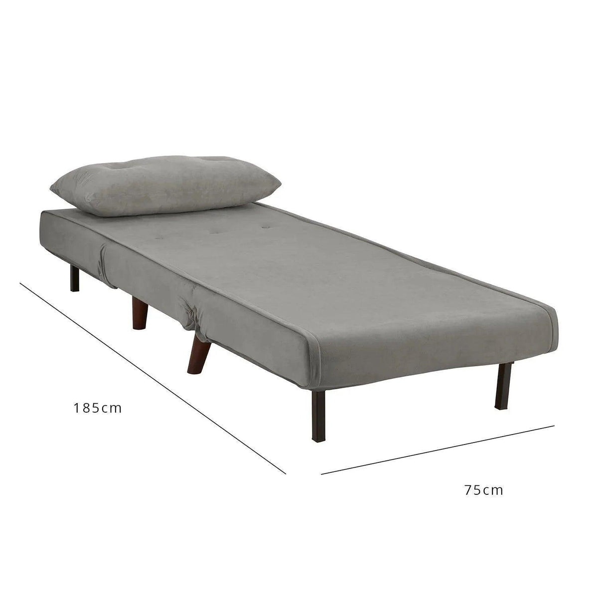 Una single sofa bed - grey - velvet - Laura James