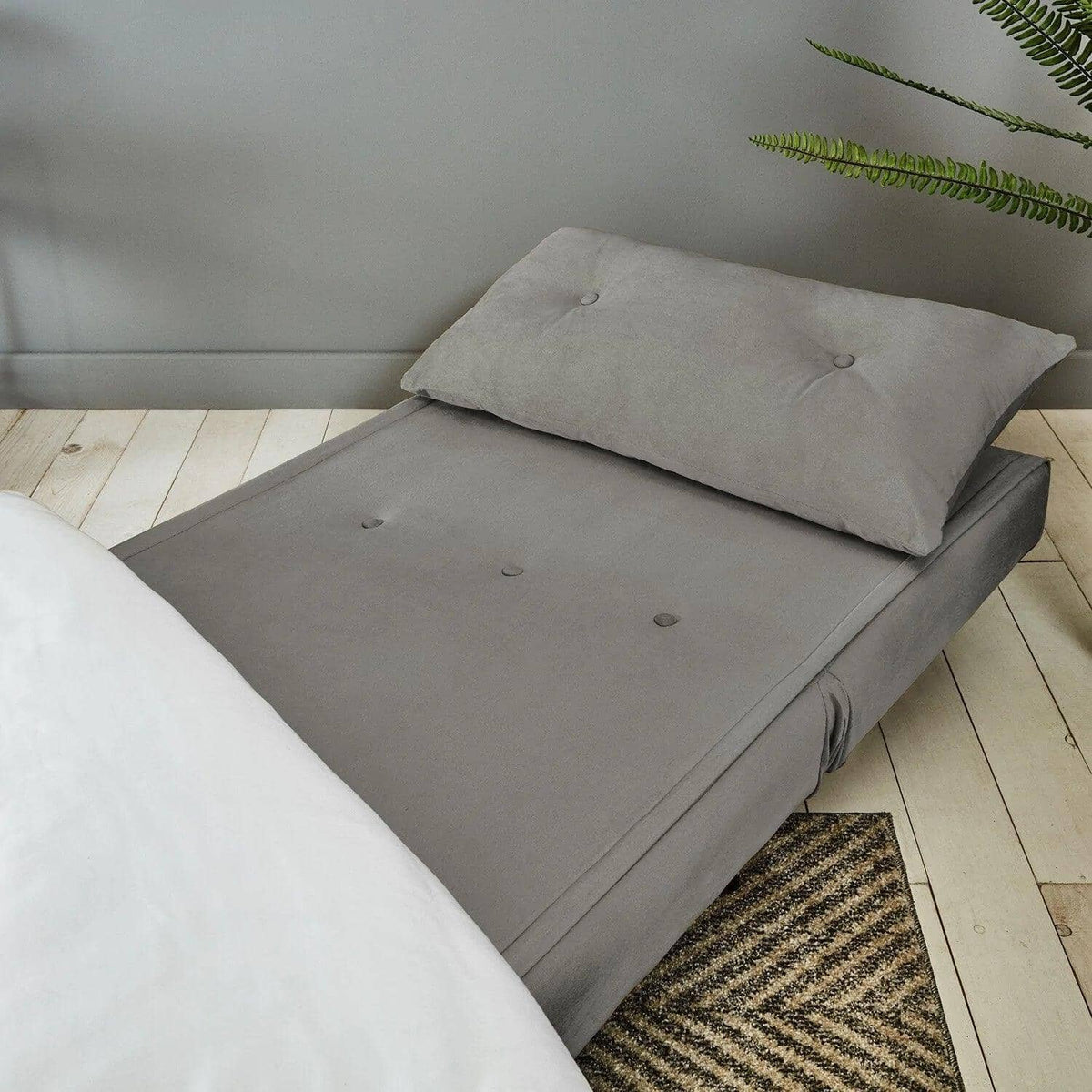 Una single sofa bed - grey - velvet - Laura James
