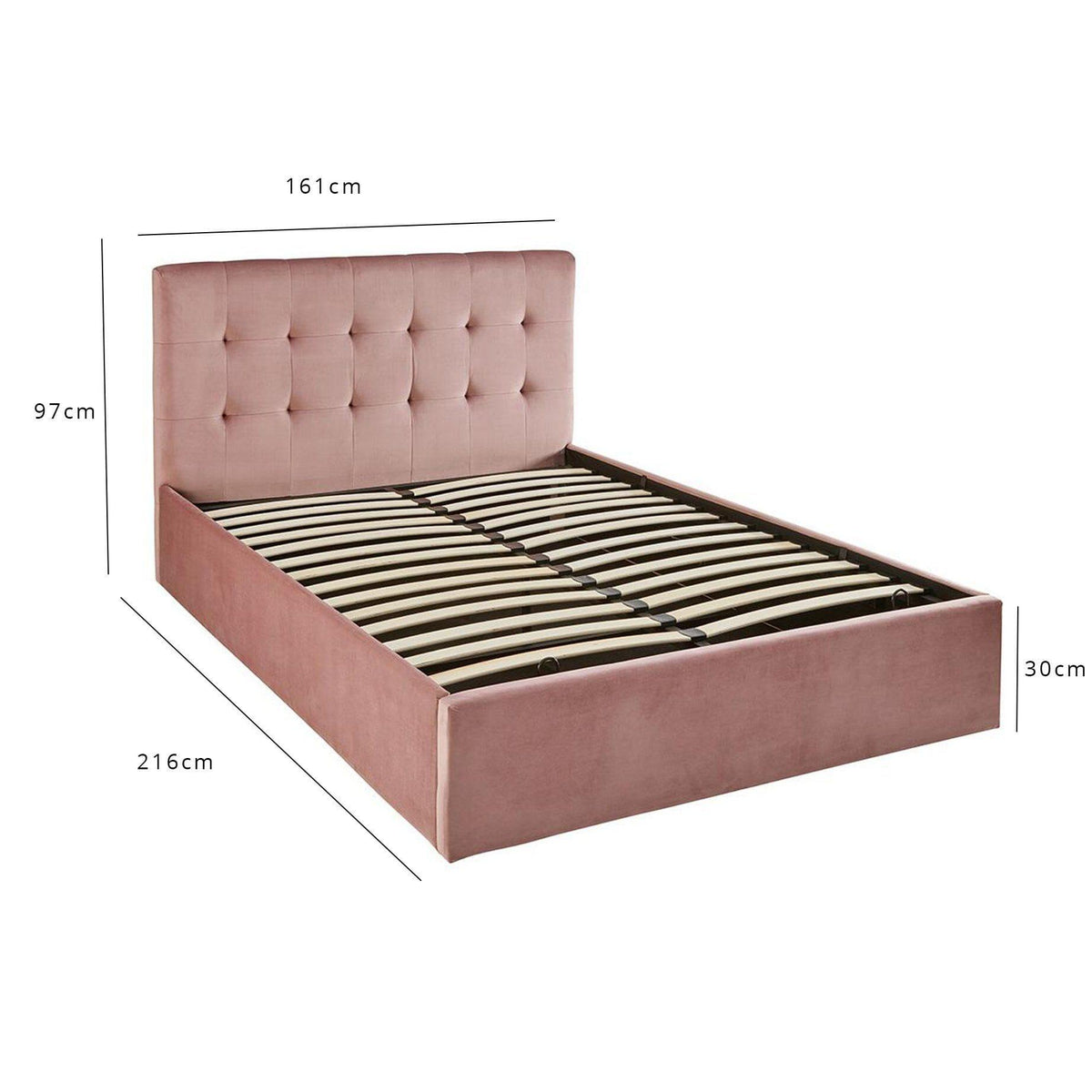 Pink velvet king size ottoman bed frame - Laura James