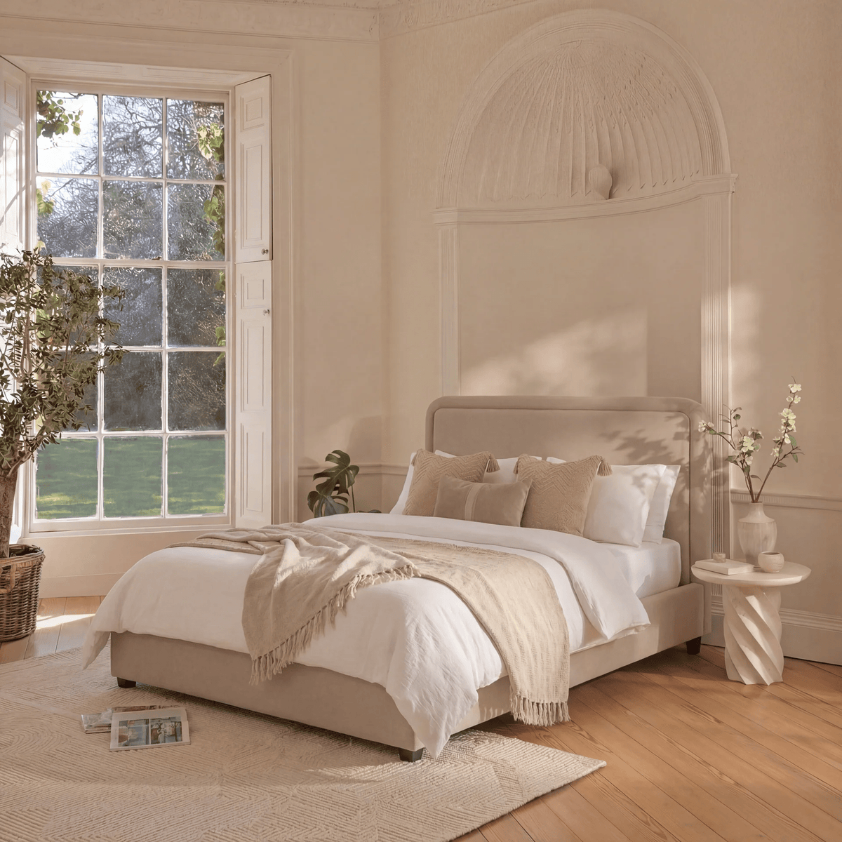 Robyn King Ottoman Bed - Soft Beige