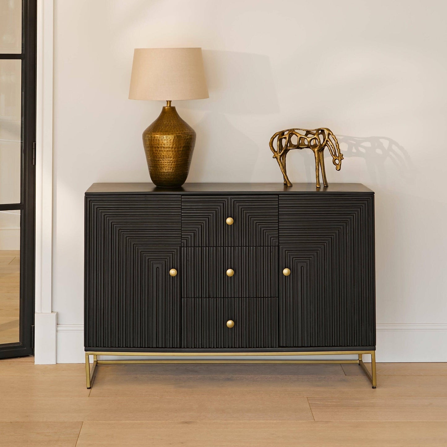 Rayna 2 Door 3 Drawer Sideboard - Jet Black - Laura James