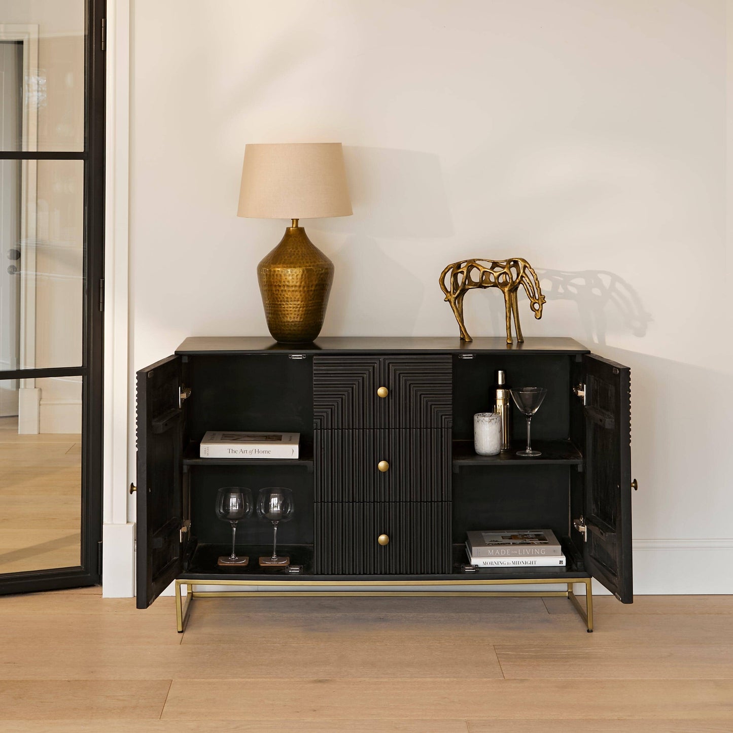 Rayna 2 Door 3 Drawer Sideboard - Jet Black - Laura James