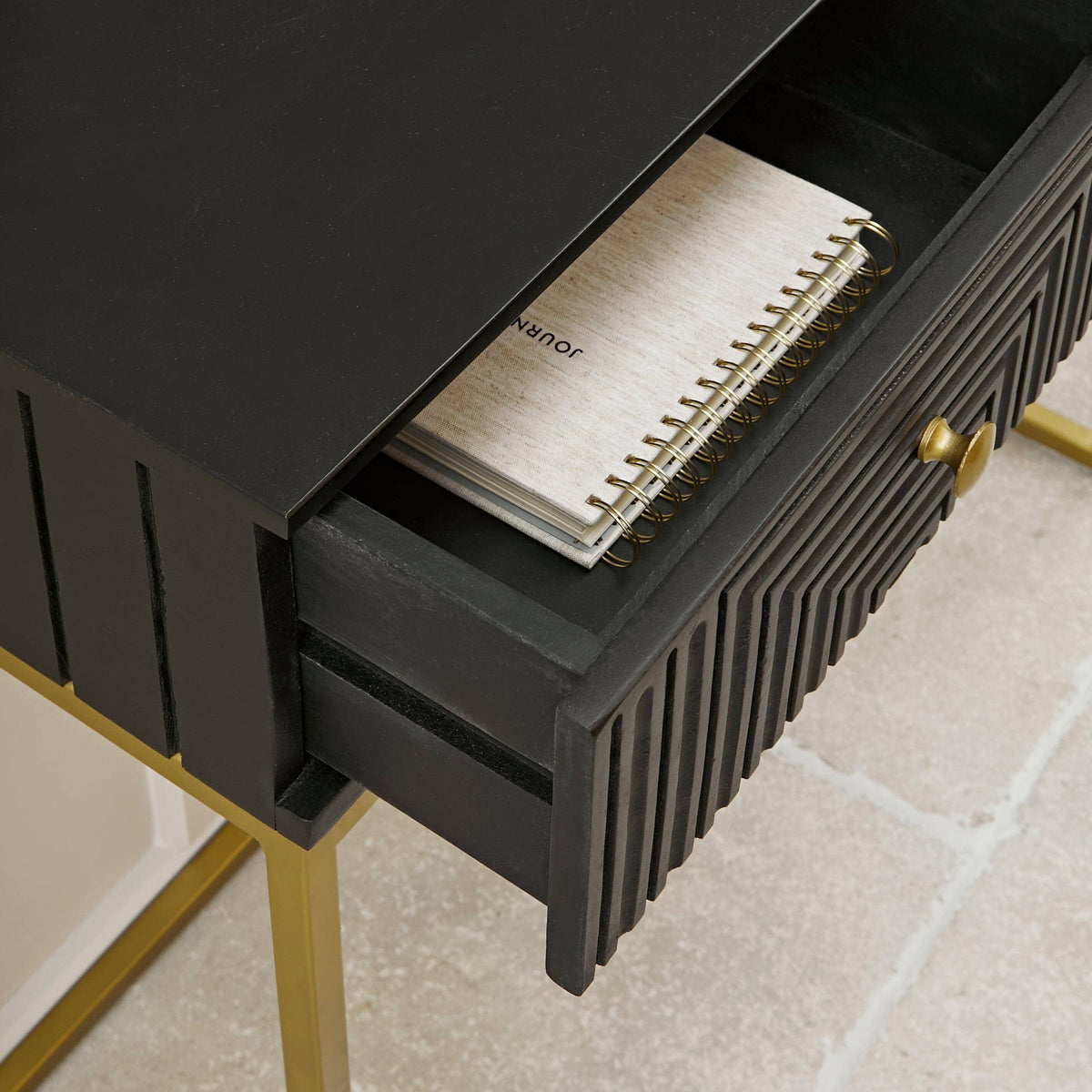 Rayna 2 Drawer Console Table - Jet Black - Laura James
