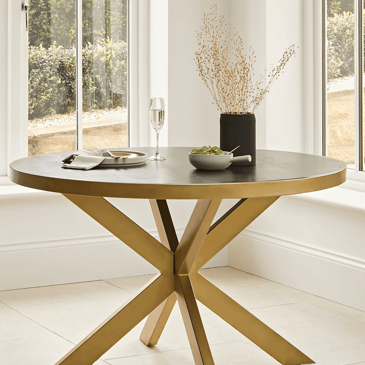 Rayna Round Dining Table - Jet Black - Laura James