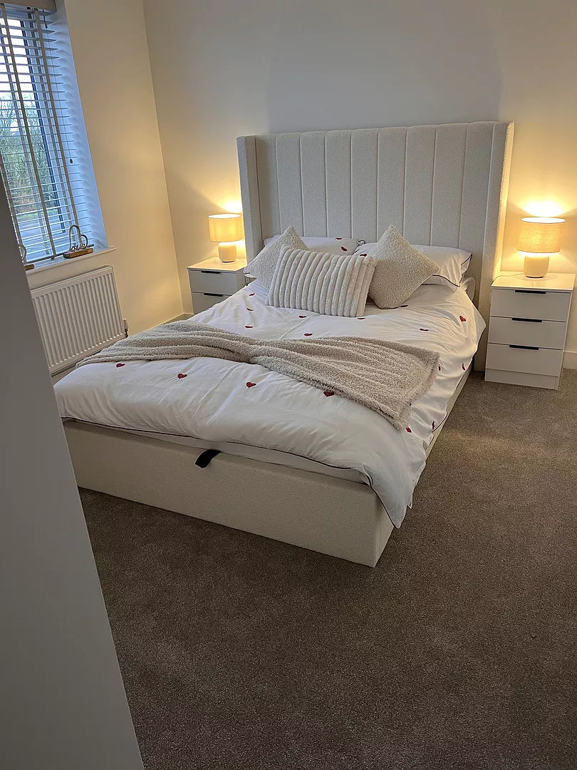 Alice Double Ottoman Bed - Boucle