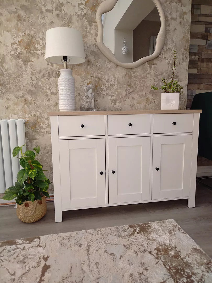 Bampton 3 Door Sideboard - Alabaster White - New