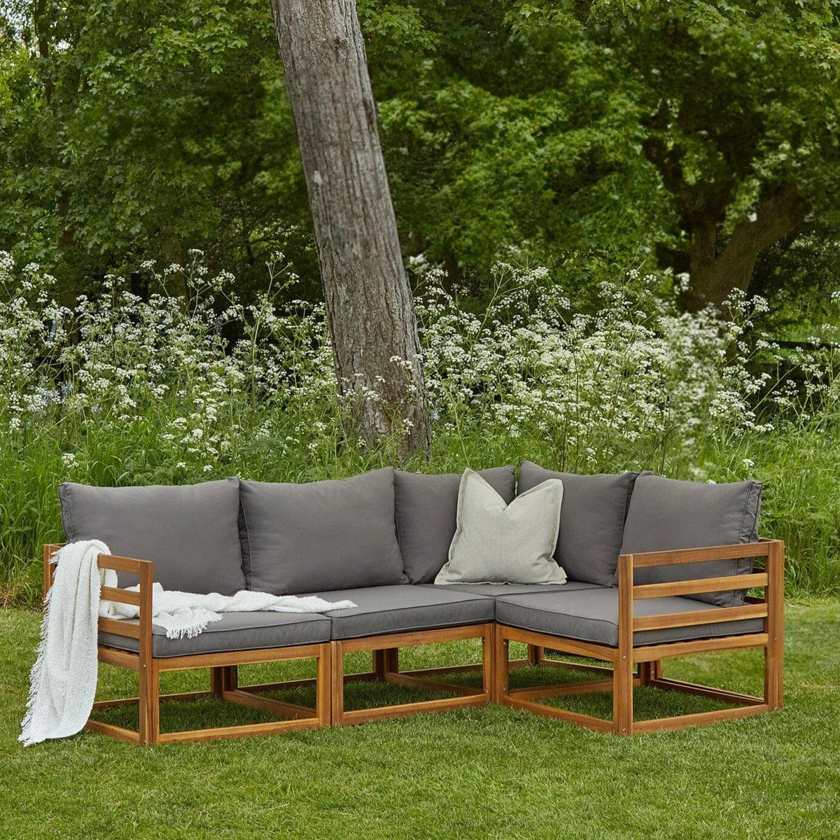 Rowan 4 Seater Wooden Corner sofa set - Laura James