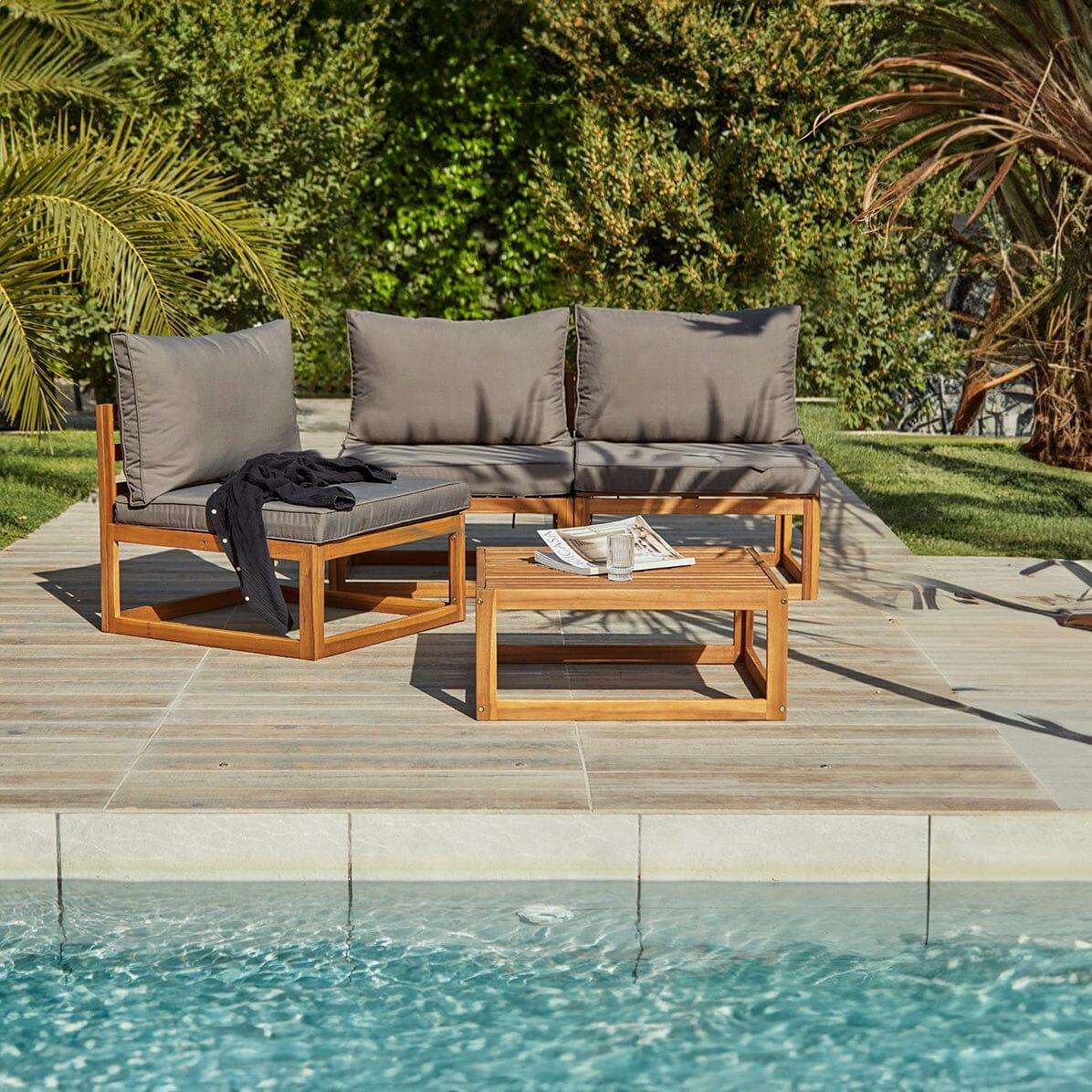 Rowan Grey Armchair with 2-Seater Sofa and Coffee Table Set - Laura James