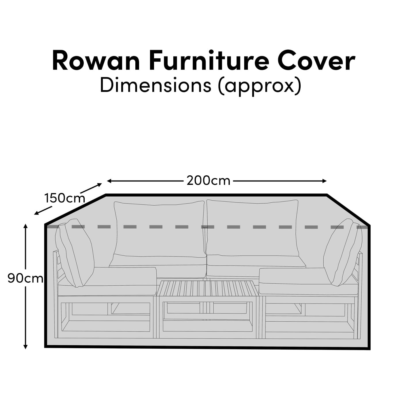 Small Rectangular Garden Furniture Cover - Lila - Ashby - Aspen - Marston - Oakley 6 Seater Sets
