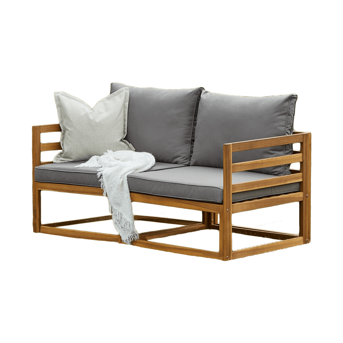 Outlet - Rowan Wooden Garden Double Garden Sofa Bed - Grey