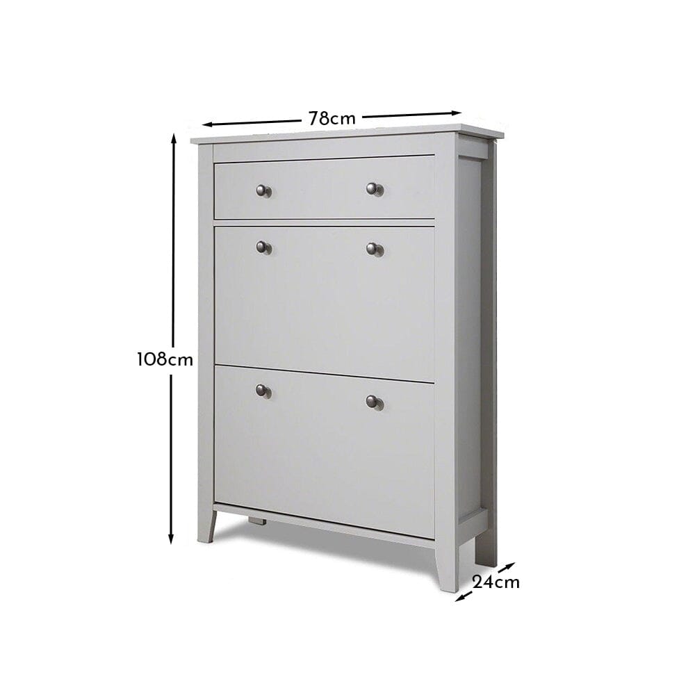 Sandhurst shoe cabinet - 3 door - grey - Laura James