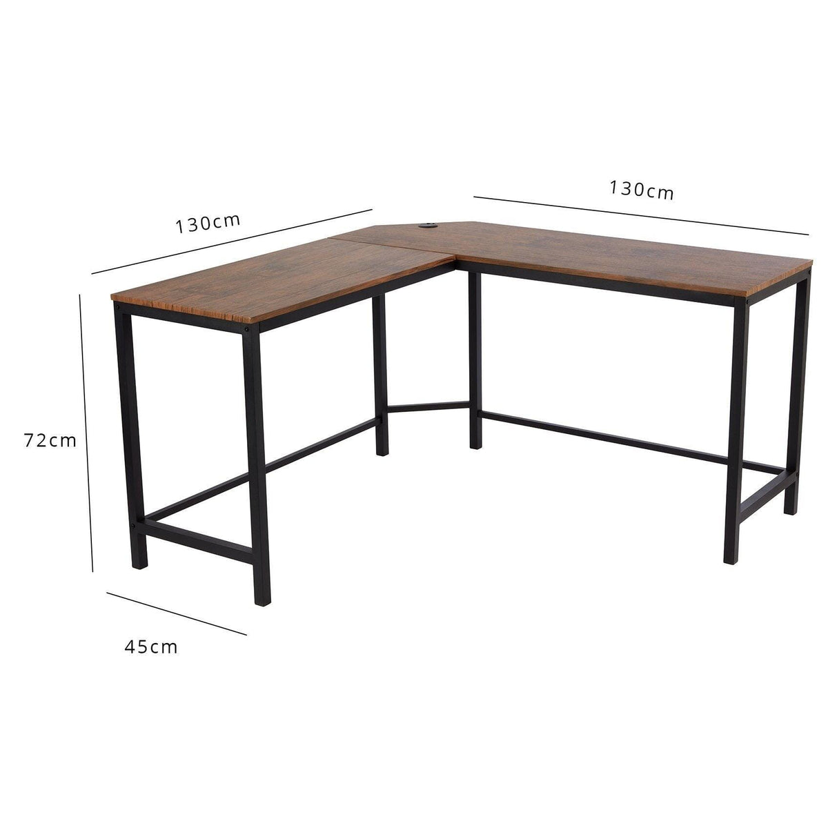 Sheffield Corner Desk - Black/Natural & Sheffield Faux Leather Chair - Brown