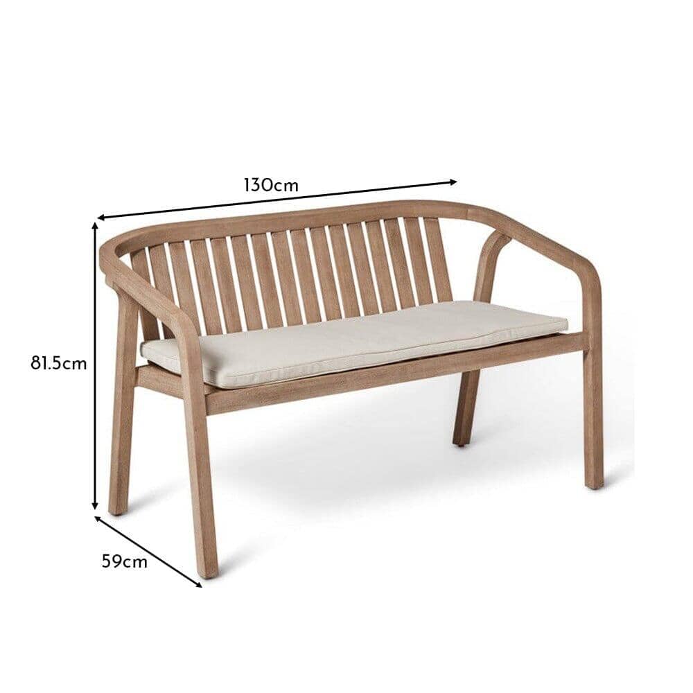 Shiro Wooden Rectangular Garden Dining Table Set with 4 Shiro chairs & Bench with Cushion Pads - Laura James