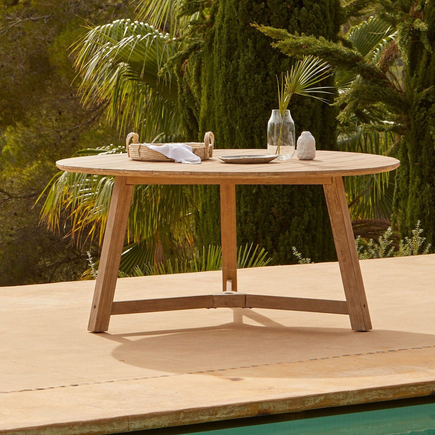 Shiro Wooden Round Garden Dining Table - 160cm - Laura James