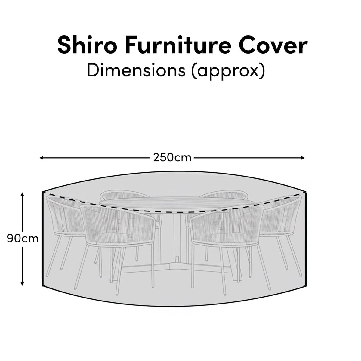 Round Rain Cover 250x250x90cm - Ashby 6 Seater with Ashby or Cove Chairs - Kemble 8 Seater - Shiro 6 Seater with Shiro, Nala or Hali Chairs - Laura James