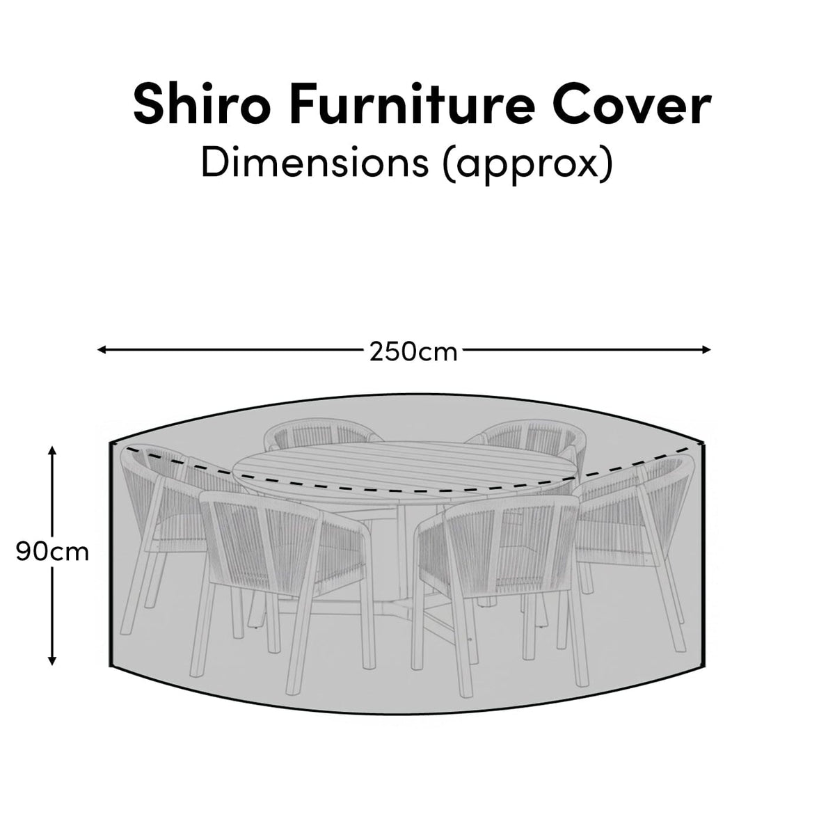 Outlet - Round Rain Cover 250x250x90cm - Ashby 6 Seater with Ashby or Cove Chairs - Kemble 8 Seater - Shiro 6 Seater with Shiro, Nala or Hali Chairs