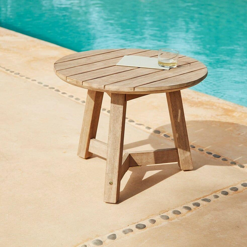 Shiro Wooden Round Garden Side Table - Laura James