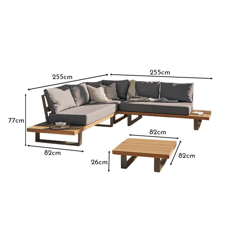 Shiva Garden Lounge Set - Grey - With Grey Premium Cantilever Parasol - Laura James