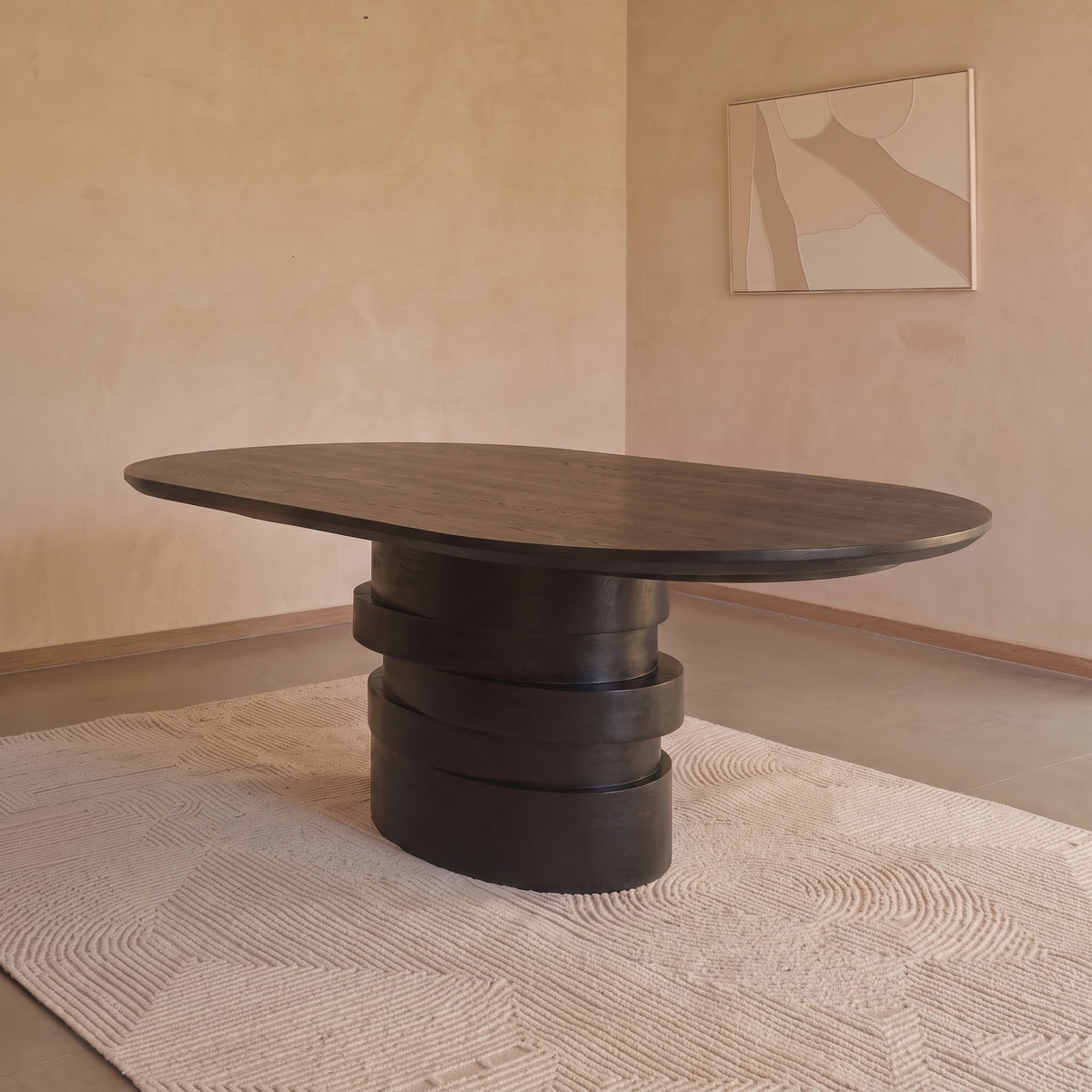 Adam 240cm Jet Black Mango Wood Oval Dining Table - Laura James