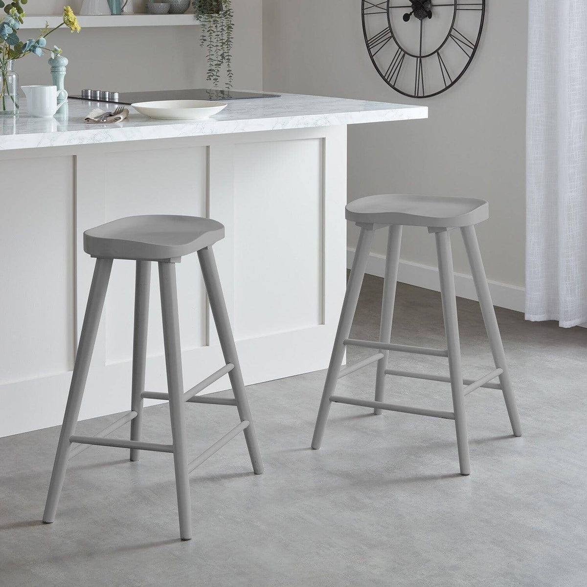 Silvester bar stool - grey finish - Laura James