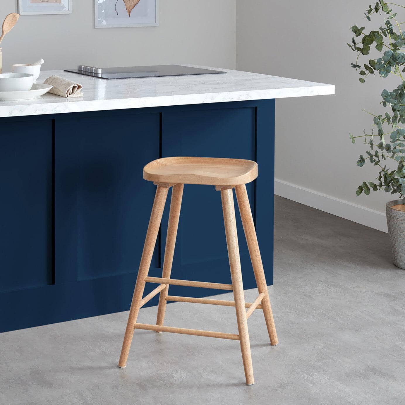 Silvester bar stool - natural wood finish - Laura James