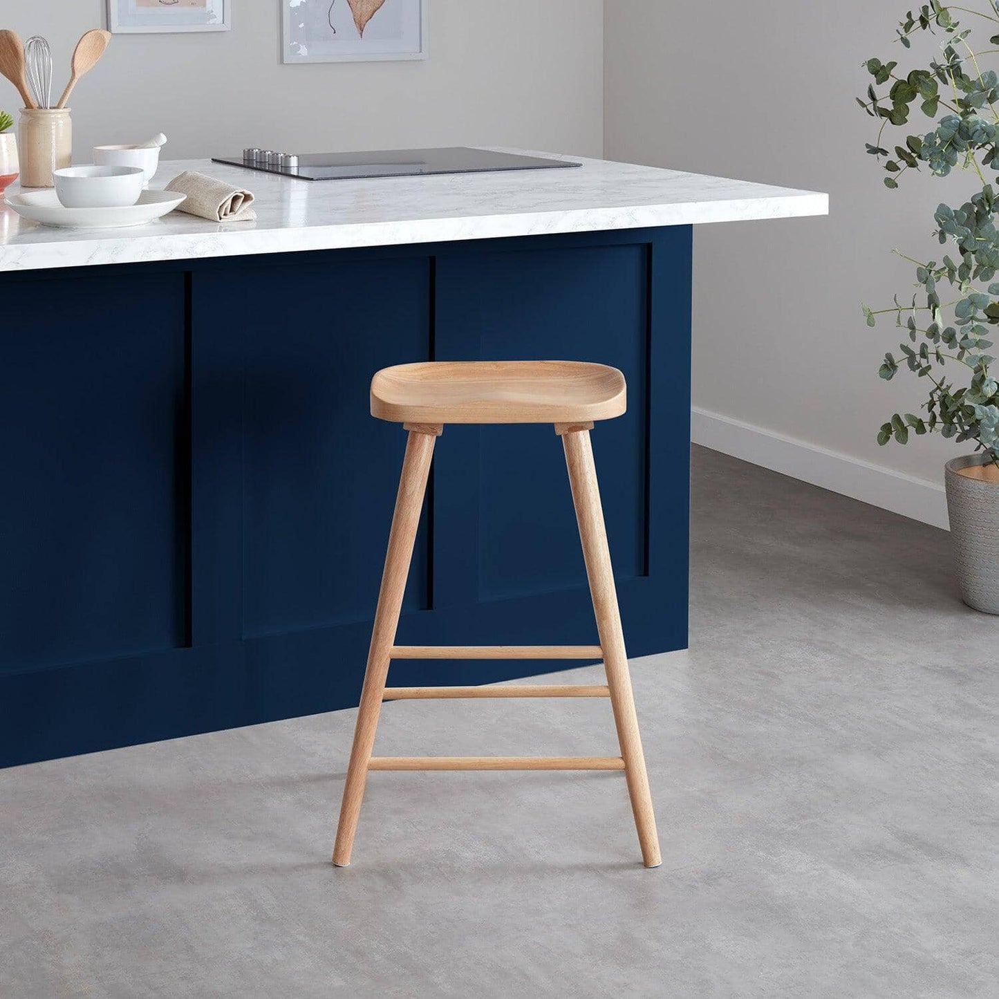 Silvester bar stool - natural wood finish - Laura James