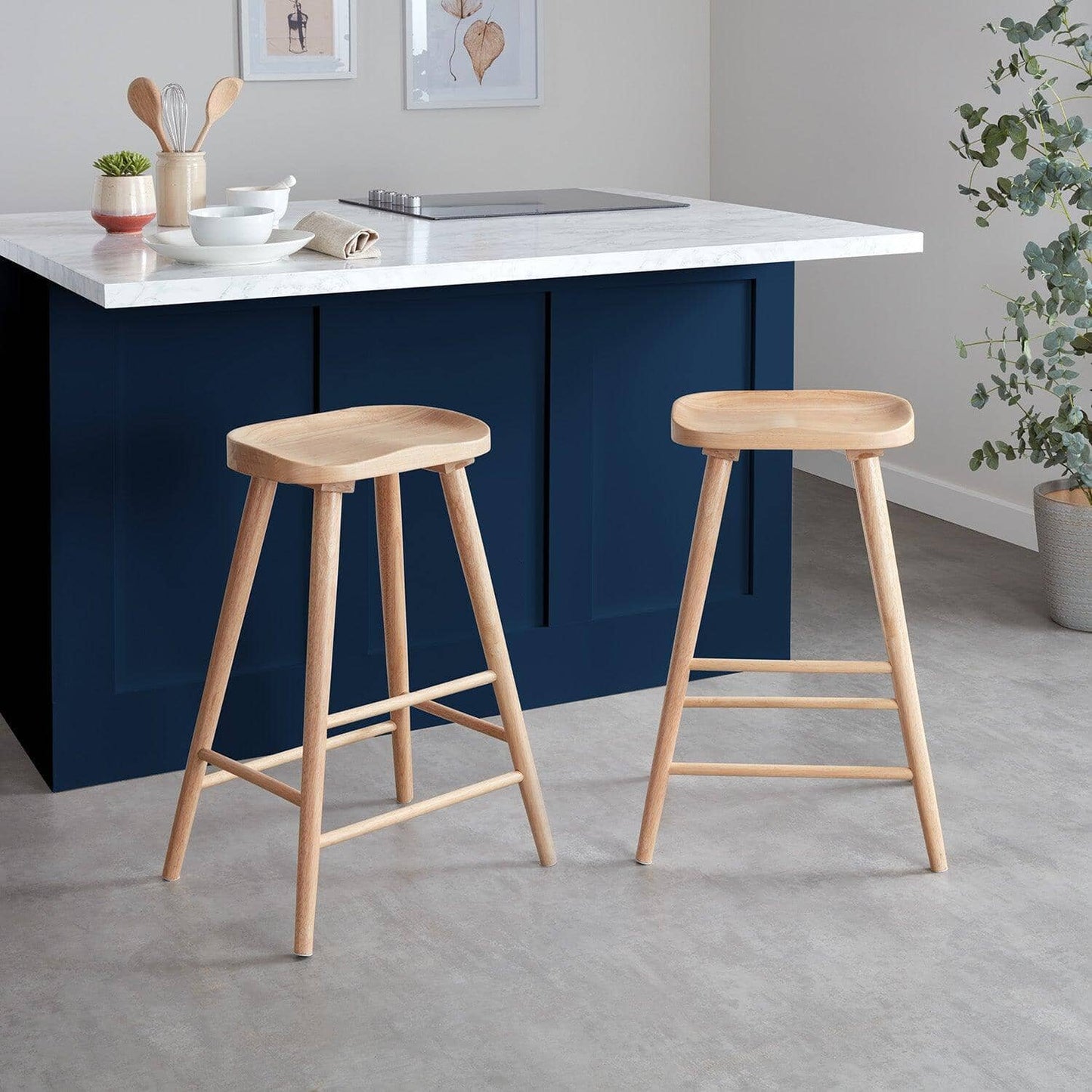 Silvester bar stool - natural wood finish - Laura James