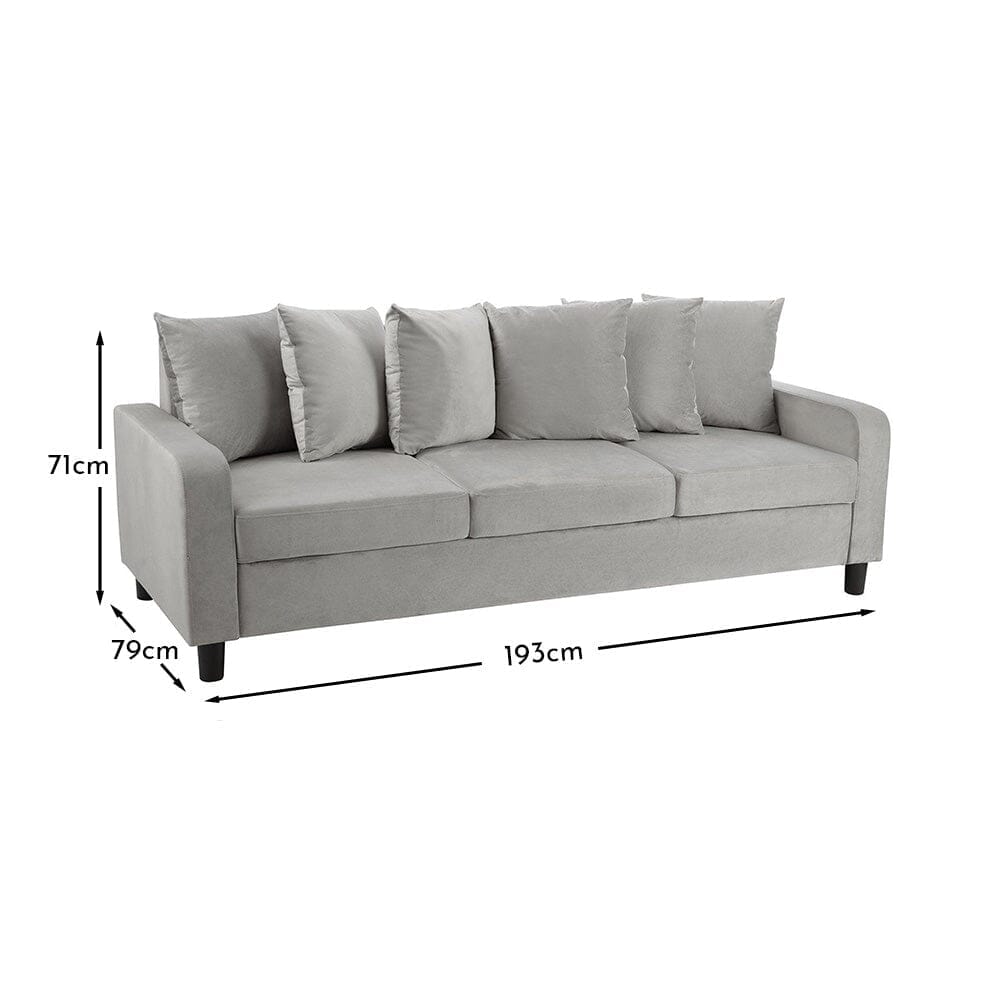 Tracy 3 Seater Sofa - Grey Velvet