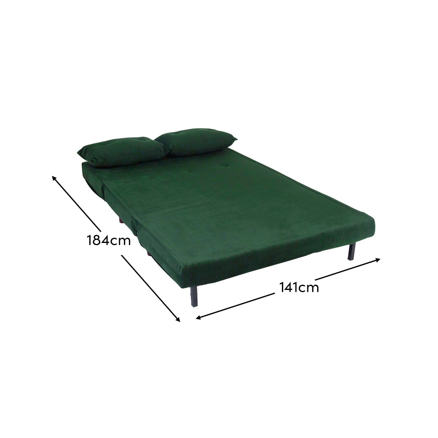 Una Green Velvet Double Sofa Bed - Laura James