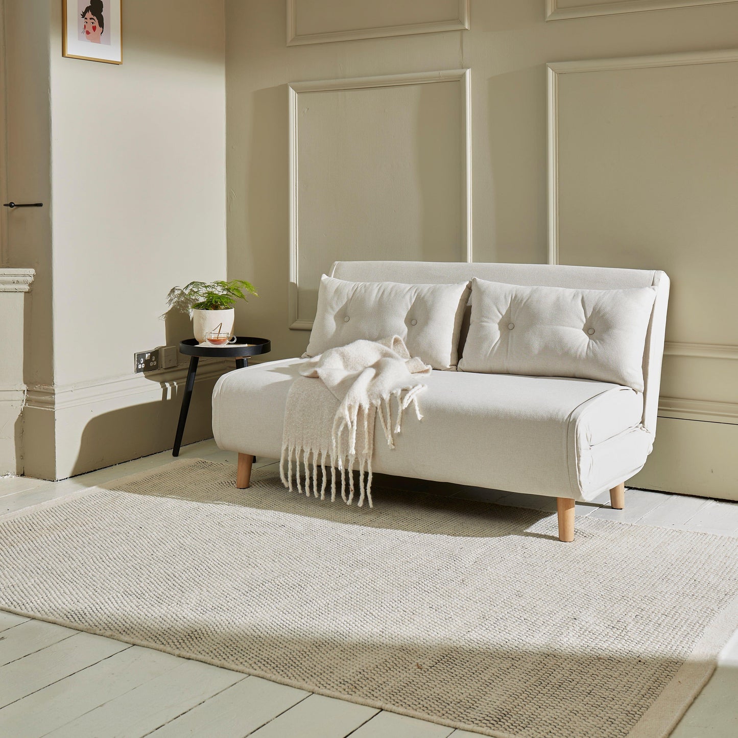 Una Oatmeal Beige Double Sofa Bed - Laura James