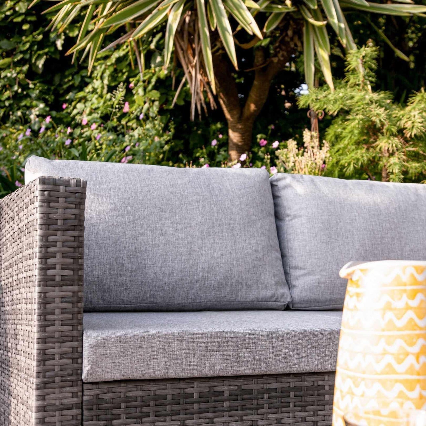 Weston 4 Seater Rattan Corner Sofa Garden Set With Polywood Top - Grey Weave