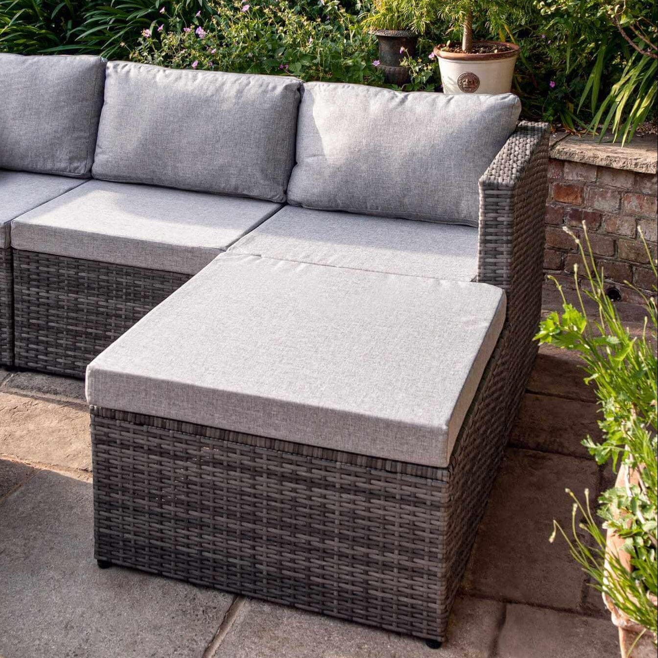 Weston 4 Seater Rattan Corner Sofa Garden Set With Polywood Top - Grey Weave