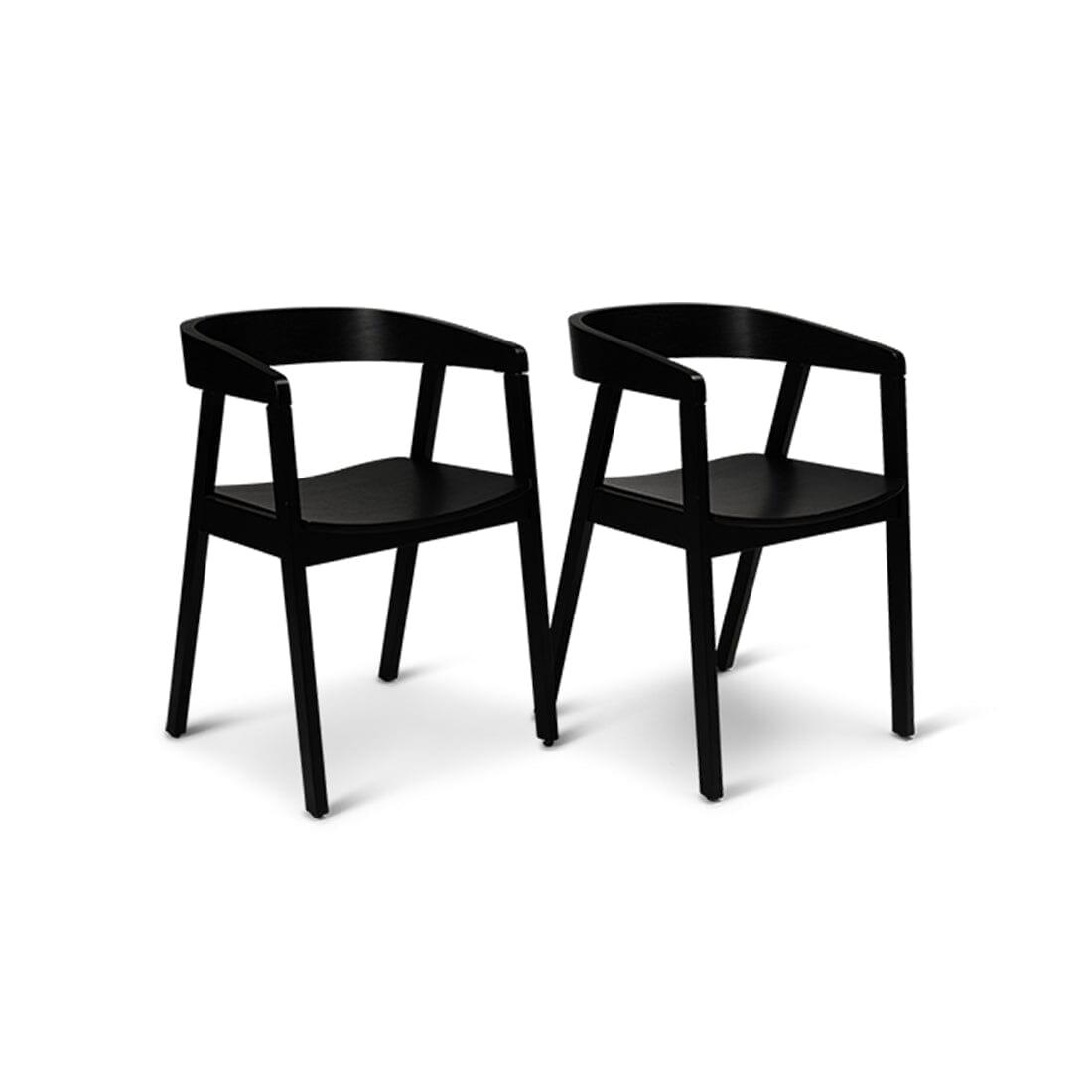 Willow 4 seater Wooden Round Dining Table Set with Black Armchairs - Laura James