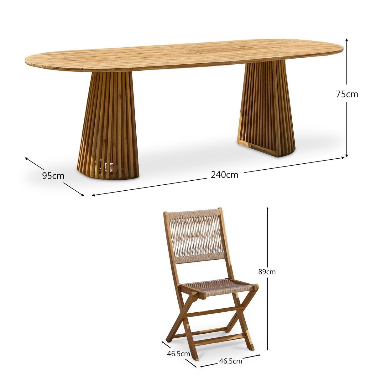 Willow 6 Seater Wooden Garden Dining Set with 6 Cove Rope Chairs - Laura James
