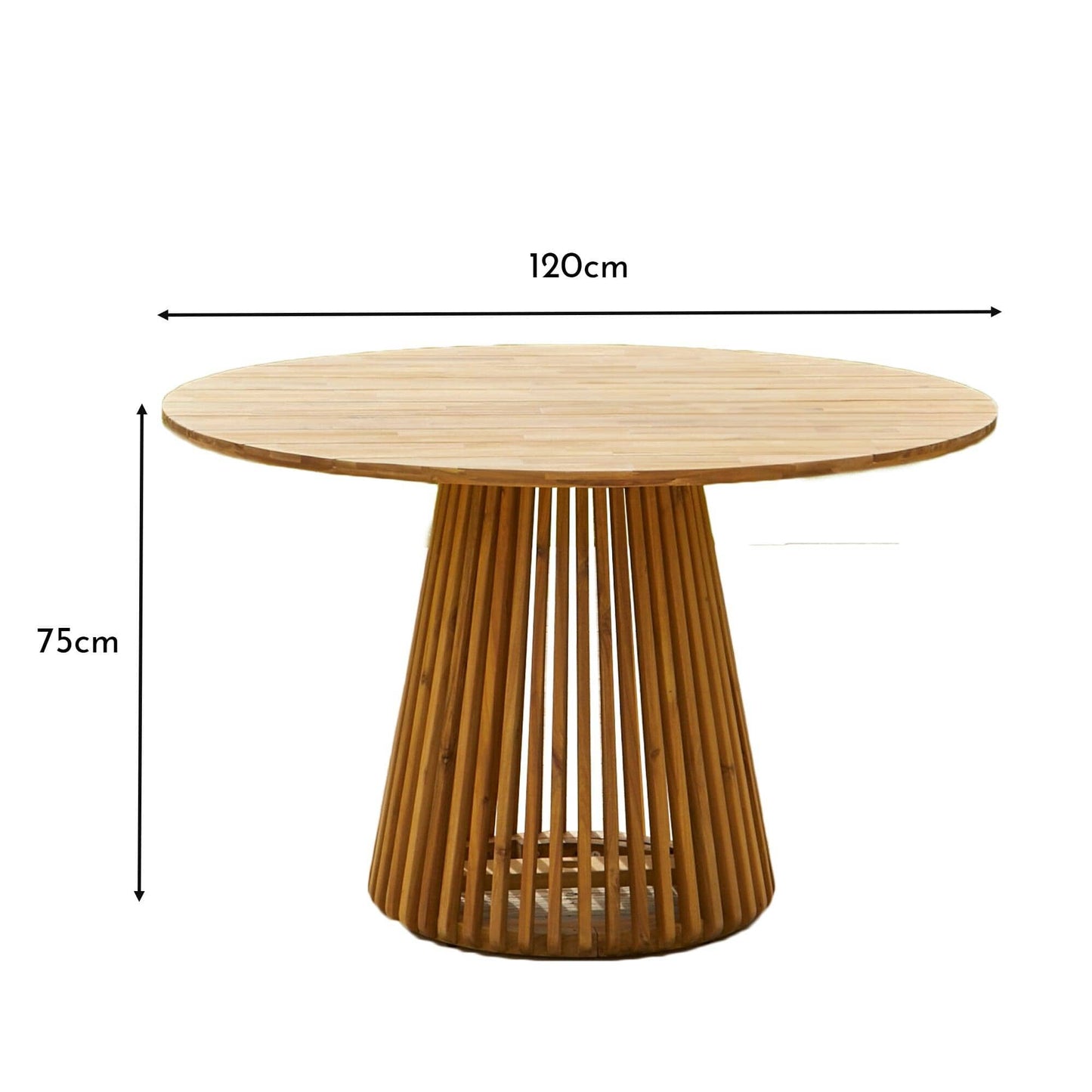Willow Natural Wood Round Garden Dining Table - Laura James