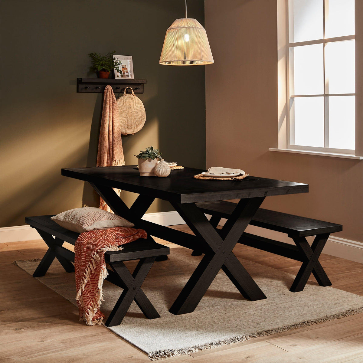 Willow Wooden Coat Rack with Shelf - Black - Laura James