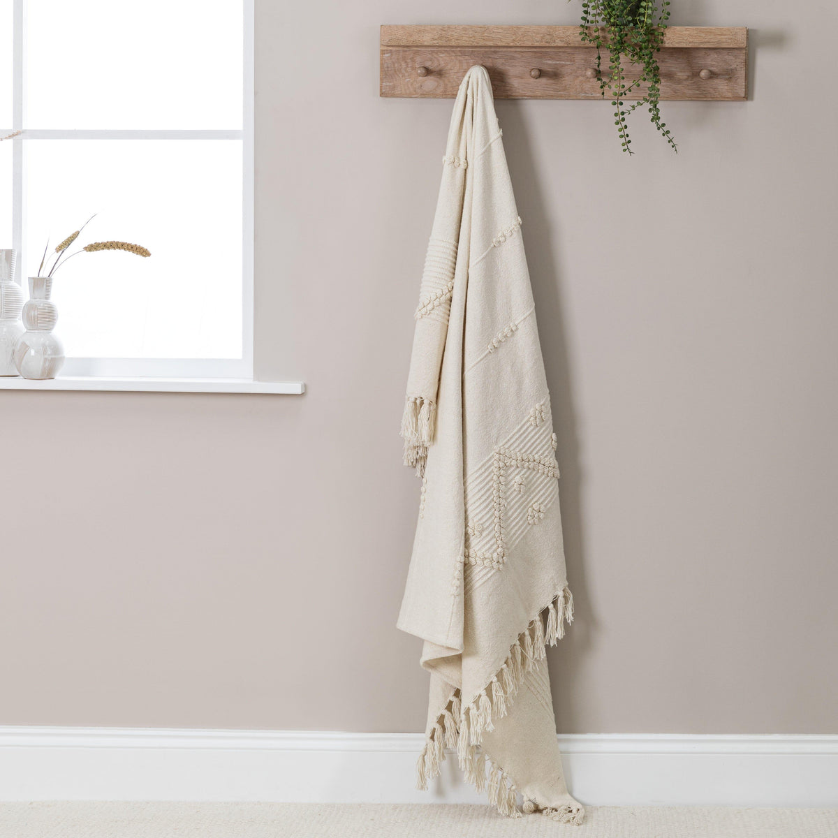 Willow Wooden Coat Rack with Shelf - Whitewash - Laura James