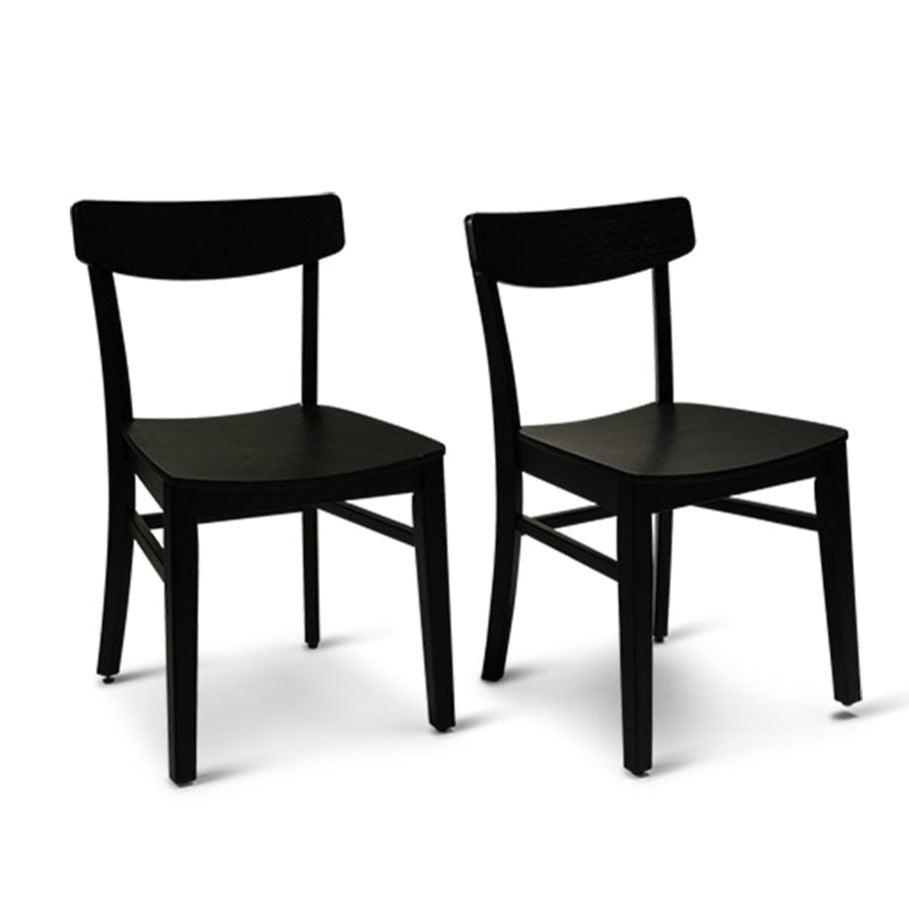 Willow Wooden Dining Chairs Set of 2 - Black - Laura James
