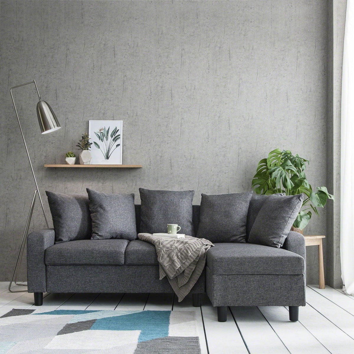 Outlet - Tracy corner sofa - grey linen - Laura James
