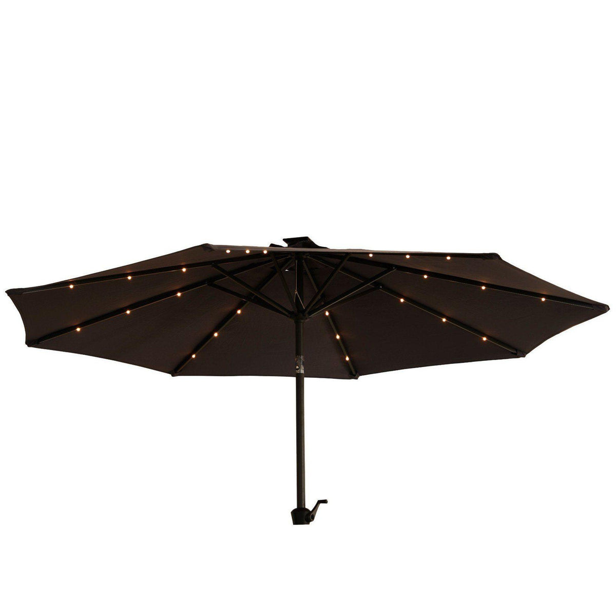 Kemble 6 Seater Rattan Round Dining Set with LED Premium Parasol and Parasol Rain Cover - Grey - Laura James